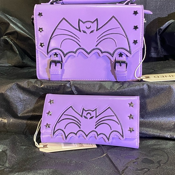 Purple Bat Design Women Bag Set - Picture 3 of 9
